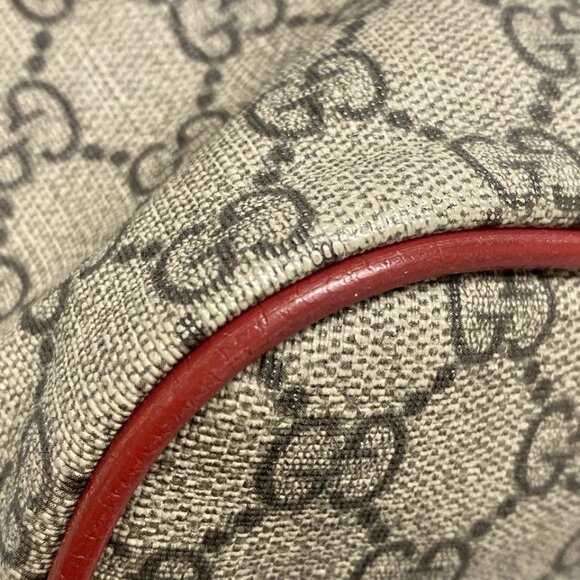 Auth GUCCI GG Supreme 473887 Beige Red Pink PVC Leather - Tote Bag - Picture 3 of 16
